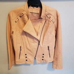 Ladies pleather jacket peach color size XL